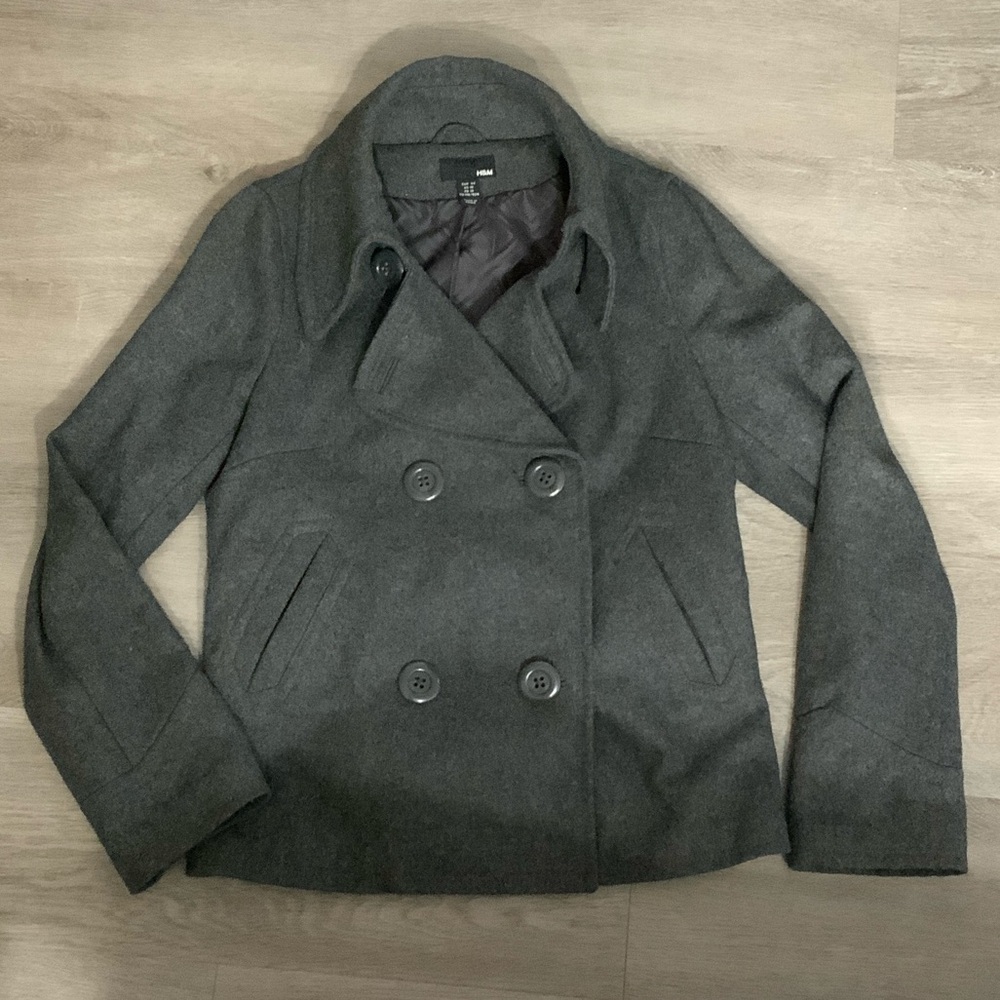 H&M Charcoal Ladies Pea Coat Size 10